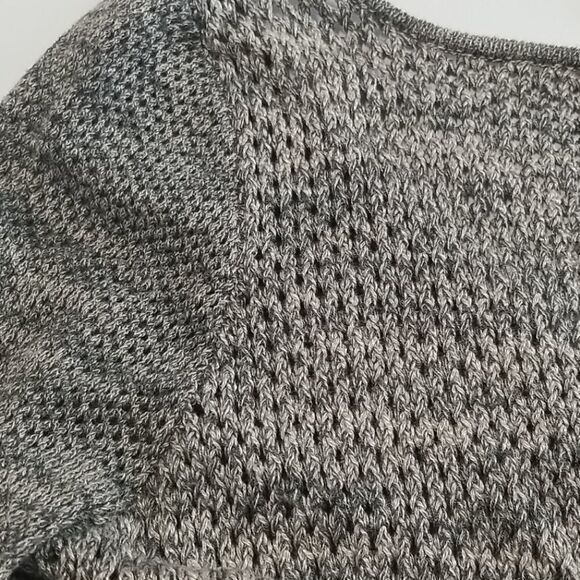 🎁5/$25 Left On Houston Sweater Womens Small Long Sleeve Grey Knit Open Neck - Picture 7 of 9